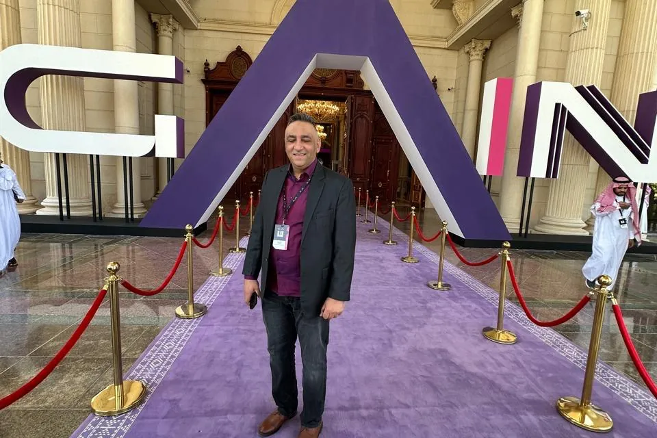 At the entrance to the GAIN Summit in Riyadh